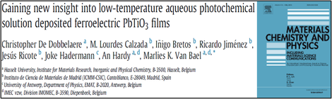 New Publication on Low Temperature Processing